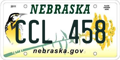 NE license plate CCL458