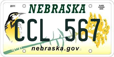 NE license plate CCL567