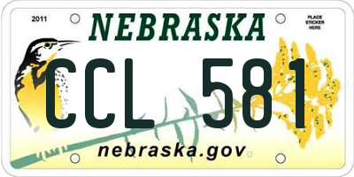 NE license plate CCL581