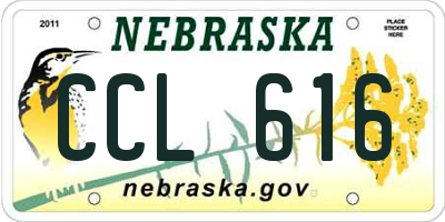 NE license plate CCL616