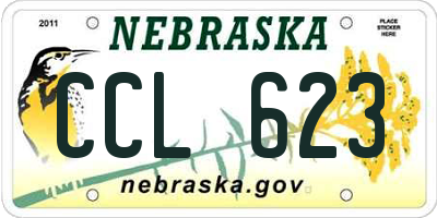 NE license plate CCL623