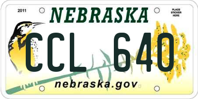 NE license plate CCL640