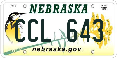 NE license plate CCL643