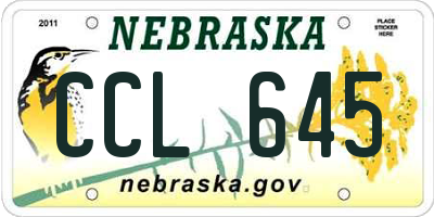 NE license plate CCL645