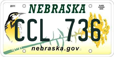 NE license plate CCL736