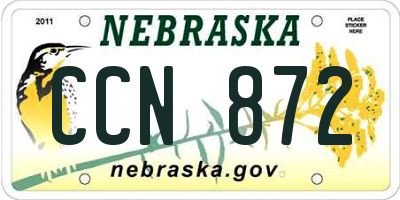 NE license plate CCN872