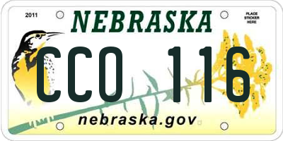 NE license plate CCO116