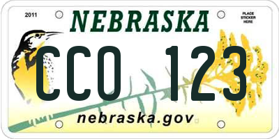 NE license plate CCO123