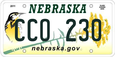 NE license plate CCO230