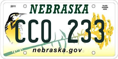NE license plate CCO233