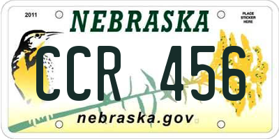 NE license plate CCR456