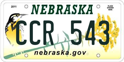 NE license plate CCR543