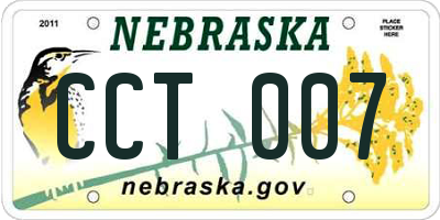 NE license plate CCT007