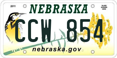 NE license plate CCW854