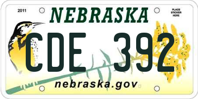 NE license plate CDE392