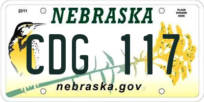 NE license plate CDG117