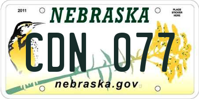 NE license plate CDN077