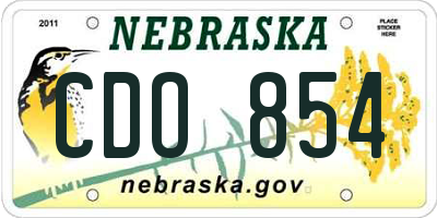 NE license plate CDO854