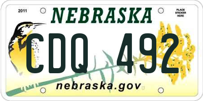 NE license plate CDQ492
