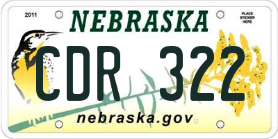 NE license plate CDR322