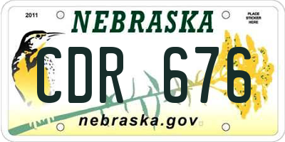 NE license plate CDR676