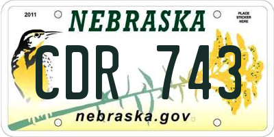 NE license plate CDR743