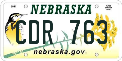 NE license plate CDR763