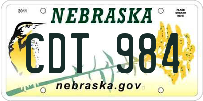 NE license plate CDT984