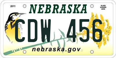NE license plate CDW456