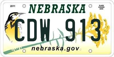 NE license plate CDW913