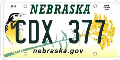 NE license plate CDX377