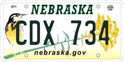 NE license plate CDX734