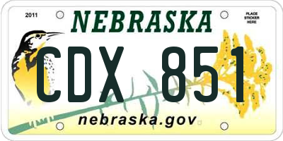 NE license plate CDX851