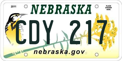 NE license plate CDY217