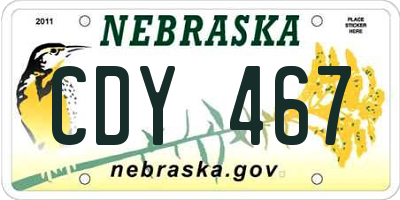 NE license plate CDY467
