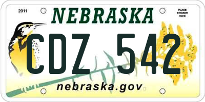 NE license plate CDZ542