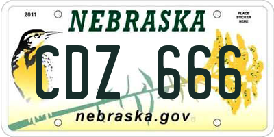 NE license plate CDZ666