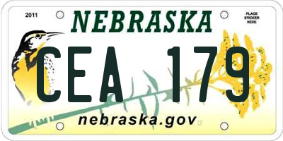 NE license plate CEA179