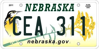 NE license plate CEA311