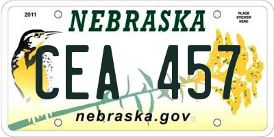 NE license plate CEA457