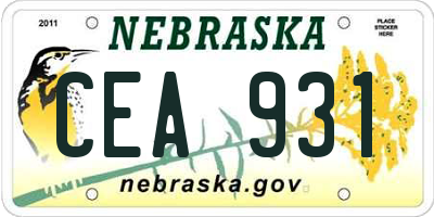 NE license plate CEA931