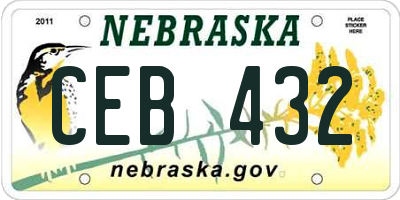 NE license plate CEB432