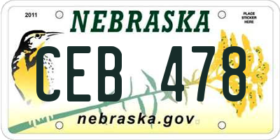 NE license plate CEB478