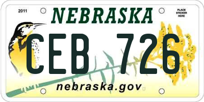 NE license plate CEB726