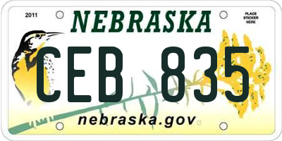 NE license plate CEB835