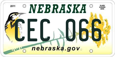 NE license plate CEC066