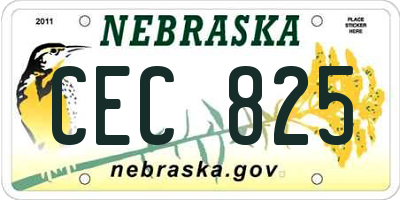 NE license plate CEC825