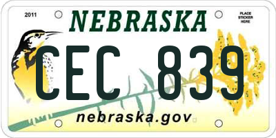 NE license plate CEC839