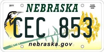 NE license plate CEC853