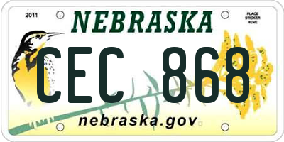 NE license plate CEC868